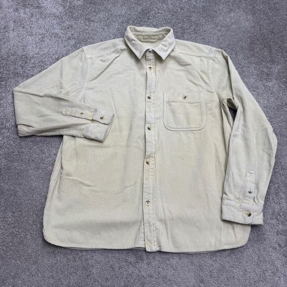 Urban Outfitters Corduroy Button Down Shirt Mens Medium Yellow Cotton Shacket - Picture 1 of 16